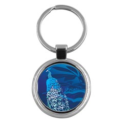 Peacock Bird Blue Animals Key Chains (round)  by Mariart