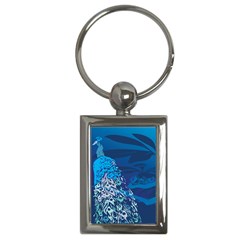 Peacock Bird Blue Animals Key Chains (rectangle)  by Mariart