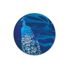 Peacock Bird Blue Animals Magnet 3  (round) by Mariart