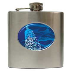 Peacock Bird Blue Animals Hip Flask (6 Oz)