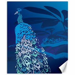 Peacock Bird Blue Animals Canvas 8  X 10  by Mariart