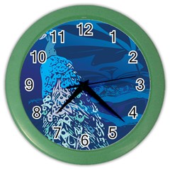 Peacock Bird Blue Animals Color Wall Clocks by Mariart