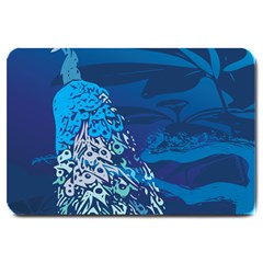 Peacock Bird Blue Animals Large Doormat  by Mariart