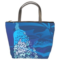 Peacock Bird Blue Animals Bucket Bags by Mariart