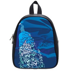 Peacock Bird Blue Animals School Bag (small)