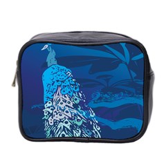 Peacock Bird Blue Animals Mini Toiletries Bag 2-side by Mariart