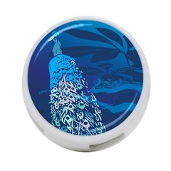 Peacock Bird Blue Animals 4-port Usb Hub (one Side)