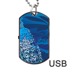 Peacock Bird Blue Animals Dog Tag Usb Flash (one Side) by Mariart