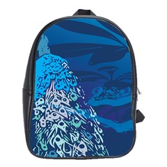 Peacock Bird Blue Animals School Bag (xl)