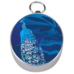 Peacock Bird Blue Animals Silver Compasses Front