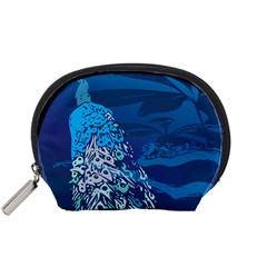 Peacock Bird Blue Animals Accessory Pouches (small) 