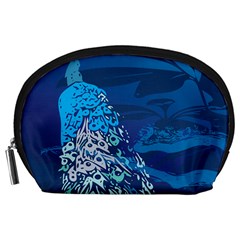 Peacock Bird Blue Animals Accessory Pouches (large)  by Mariart