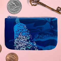 Peacock Bird Blue Animals Large Coin Purse