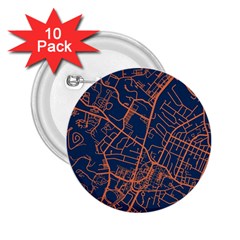 Virginia Map Art City 2 25  Buttons (10 Pack) 