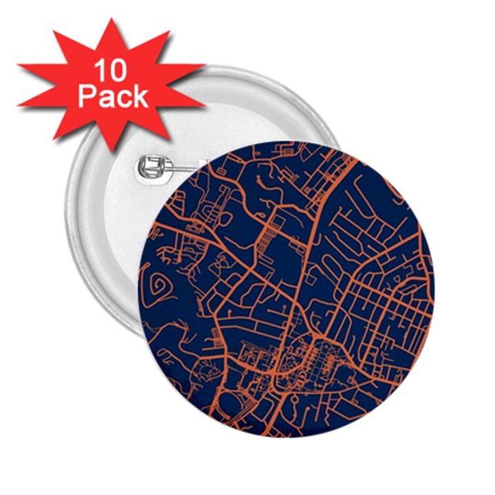 Virginia Map Art City 2.25  Buttons (10 pack) 