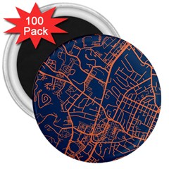 Virginia Map Art City 3  Magnets (100 Pack)