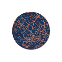 Virginia Map Art City Magnet 3  (round)