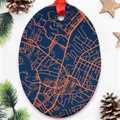 Virginia Map Art City Oval Ornament (two Sides)