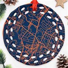 Virginia Map Art City Round Filigree Ornament (two Sides)