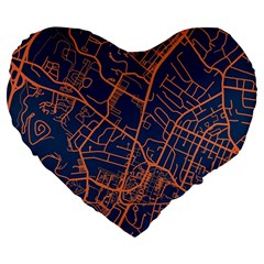 Virginia Map Art City Large 19  Premium Heart Shape Cushions