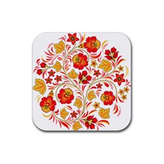 Wreaths Flower Floral Sexy Red Sunflower Star Rose Rubber Coaster (square)  by Mariart