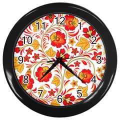 Wreaths Flower Floral Sexy Red Sunflower Star Rose Wall Clocks (black) by Mariart