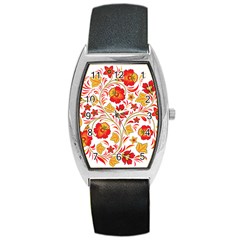 Wreaths Flower Floral Sexy Red Sunflower Star Rose Barrel Style Metal Watch by Mariart