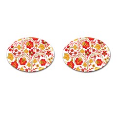 Wreaths Flower Floral Sexy Red Sunflower Star Rose Cufflinks (oval) by Mariart