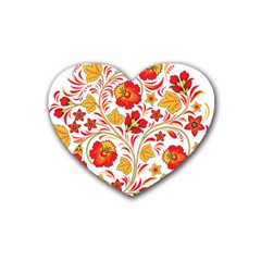 Wreaths Flower Floral Sexy Red Sunflower Star Rose Rubber Coaster (heart)  by Mariart