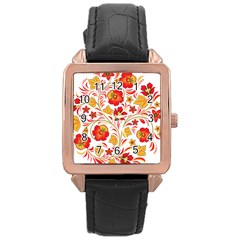 Wreaths Flower Floral Sexy Red Sunflower Star Rose Rose Gold Leather Watch  by Mariart