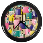 Magazine Balance Plaid Rainbow Wall Clocks (Black) Front