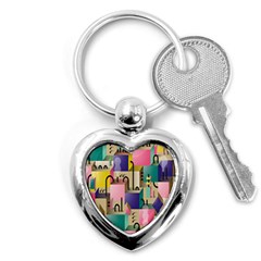 Magazine Balance Plaid Rainbow Key Chains (heart) 