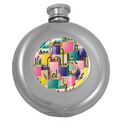 Magazine Balance Plaid Rainbow Round Hip Flask (5 Oz) by Mariart