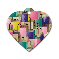 Magazine Balance Plaid Rainbow Dog Tag Heart (two Sides) by Mariart