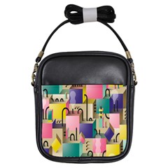 Magazine Balance Plaid Rainbow Girls Sling Bags by Mariart