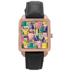 Magazine Balance Plaid Rainbow Rose Gold Leather Watch  by Mariart