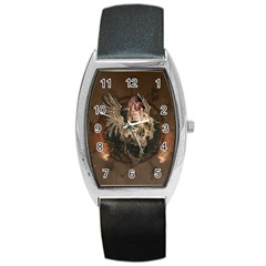 Awesome Creepy Skull With Rat And Wings Barrel Style Metal Watch by FantasyWorld7