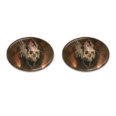 Awesome Creepy Skull With Rat And Wings Cufflinks (oval) by FantasyWorld7