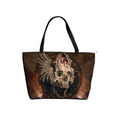 Awesome Creepy Skull With Rat And Wings Shoulder Handbags