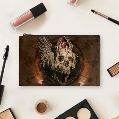 Awesome Creepy Skull With Rat And Wings Cosmetic Bag (medium)  by FantasyWorld7