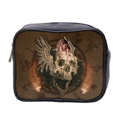 Awesome Creepy Skull With Rat And Wings Mini Toiletries Bag 2-side by FantasyWorld7