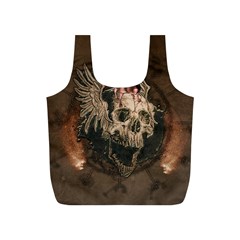 Awesome Creepy Skull With Rat And Wings Full Print Recycle Bags (s)  by FantasyWorld7