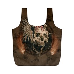 Awesome Creepy Skull With Rat And Wings Full Print Recycle Bags (m)  by FantasyWorld7