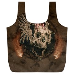 Awesome Creepy Skull With Rat And Wings Full Print Recycle Bags (l)  by FantasyWorld7