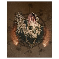 Awesome Creepy Skull With Rat And Wings Drawstring Bag (small) by FantasyWorld7