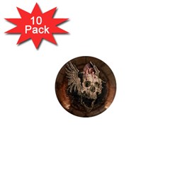 Awesome Creepy Skull With Rat And Wings 1  Mini Magnet (10 Pack)  by FantasyWorld7