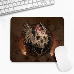 Awesome Creepy Skull With Rat And Wings Large Mousepads by FantasyWorld7