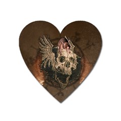 Awesome Creepy Skull With Rat And Wings Heart Magnet by FantasyWorld7