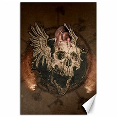 Awesome Creepy Skull With Rat And Wings Canvas 20  X 30   by FantasyWorld7