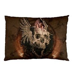 Awesome Creepy Skull With Rat And Wings Pillow Case by FantasyWorld7